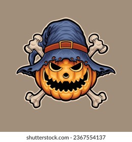 jolly roger pumpkin head halloween mascot