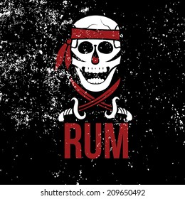 jolly roger rum on grunge background