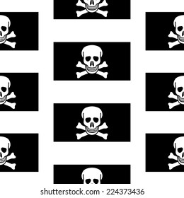 Jolly Roger seamless pattern on white background. Vector illustration.