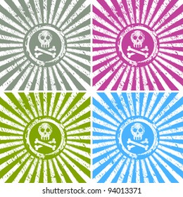 jolly roger signs on "rising sun" background