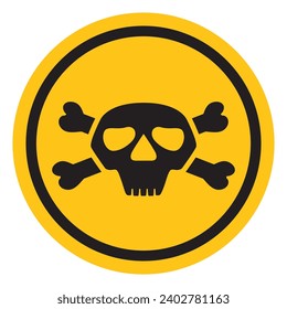 Jolly roger sign.Skull and bones. Danger alert.Hazard warning sign.Toxic electricity or chemical warning icon. Poison symbol.Logo warning attention.Isolated on white background.Vector flat.