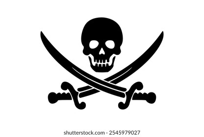 Jolly Roger ícone silhueta. Imagem de clipart isolada no plano de fundo branco