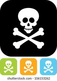 Jolly Roger. Skull and bones pirate emblem - Vector icon isolated