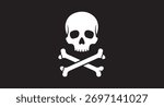 Jolly Roger Skull and Crossbones Icon – Classic Pirate Flag Symbol in High-Contrast Vector PNG