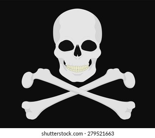 Jolly Roger. Skull with crossbones. Vector clip art illustrations isolated on black 