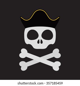 Jolly Roger Skull With Pirate Hat Illustration