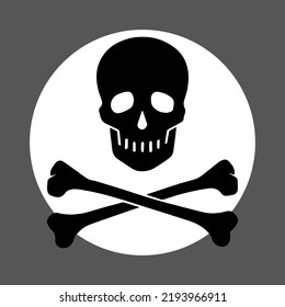 Jolly Roger as sticker, print or single pattern. Halloween illustration of a scary skull and crossbones as poster, wallpaper or pattern for printing on cards, cloth, textile, package or signs.
