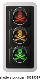 Jolly Roger Traffic Light (Vector)