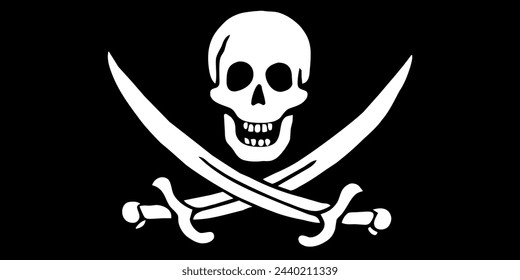 Jolly Roger. Fondo vectorial de un esqueleto con sables.