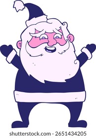 jolly santa cartoon in bright neon color