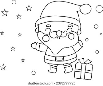 Jolly Santa Claus with a bag of presents, ready to deliver Christmas cheer. For coloring activity.