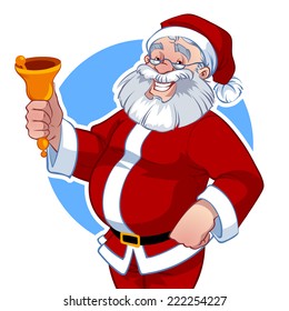 Jolly Santa Claus with a bell