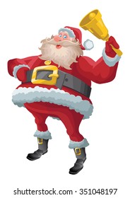 Jolly santa claus with bell isolated