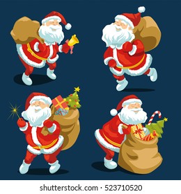 Jolly Santa Claus. Collection of vector illustrations