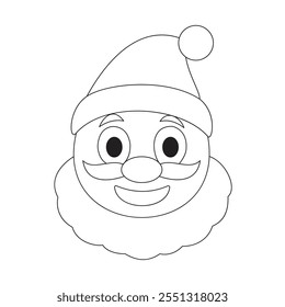 Jolly Santa Claus Face: Festive Line Art Illustration for Christmas Cheer