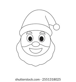 Jolly Santa Claus Face: Festive Line Art Illustration for Christmas Cheer