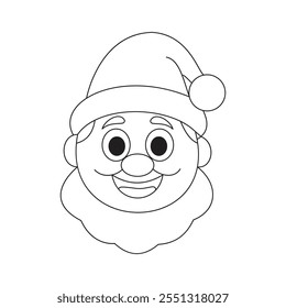 Jolly Santa Claus Face: Festive Line Art Illustration for Christmas Cheer