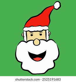 Jolly Santa Claus Face Vector Illustration - Festive Christmas Holiday Graphic Design