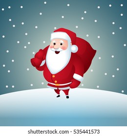 Jolly Santa Claus with gifts. Vector illustration
