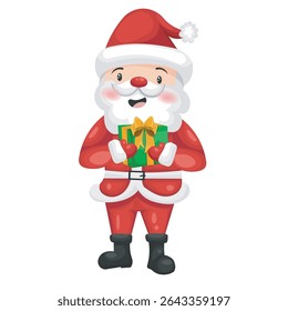 Jolly Santa Claus with Green Gift Box