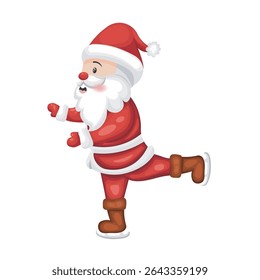 Jolly Santa Claus Ice Skating, Festive Cartoon Illustration