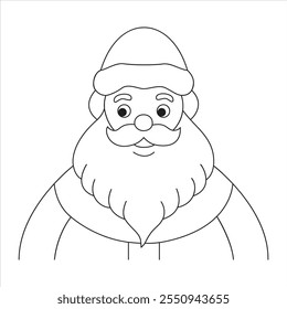 Jolly Santa Claus Line Art – Una alegre ilustración de Festiva en blanco y negro 1