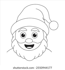 Jolly Santa Claus Line Art – A Cheerful Black and White Holiday Illustration 2