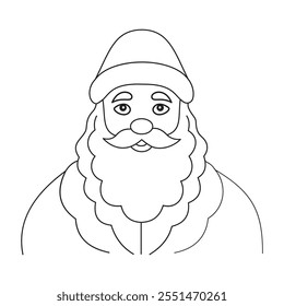 Jolly Santa Claus Line Art – Una alegre ilustración de Festiva en blanco y negro