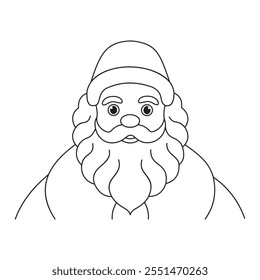 Jolly Santa Claus Line Art – Una alegre ilustración de Festiva en blanco y negro