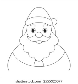 Jolly Santa Claus Line Art – A Cheerful Black and White Holiday Illustration