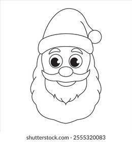 Jolly Santa Claus Line Art – A Cheerful Black and White Holiday Illustration