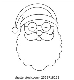 Jolly Santa Claus Line Art – A Cheerful Black and White Holiday Illustration