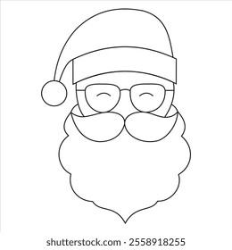 Jolly Santa Claus Line Art – A Cheerful Black and White Holiday Illustration