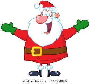 Jolly Santa Claus With Open Arms. Vector Illustration