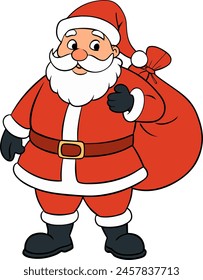 Jolly Santa Claus with a sack of toys