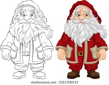 A jolly Santa Claus with a surprised look on his face