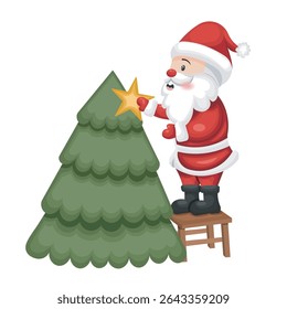 Jolly Santa Crowns Christmas Tree with Star