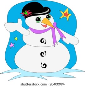 Jolly Snowman with Spirals Vector