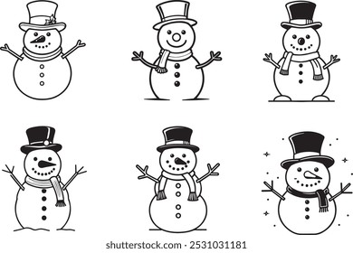 Jolly Snowman Vector silhouette illustration