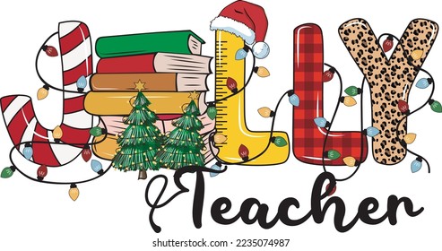 Jolly Teacher For Christmas T-shirt