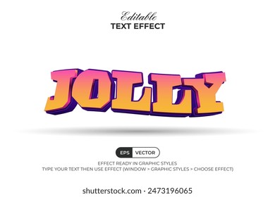 Jolly Text Effect Gradient Colo Wave Style. Editable Text Effect Vector Fun Theme.