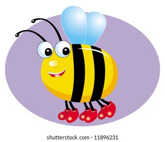 Jolly vector cartoon bee character