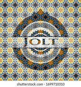 Jolt arabic badge background. Arabesque decoration.
