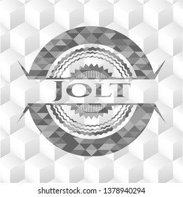 Jolt grey emblem with geometric cube white background
