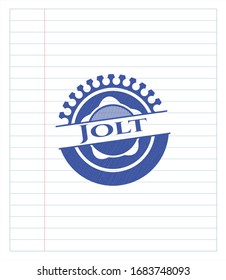 Jolt pen emblem. Blue ink. Vector Illustration. Detailed.