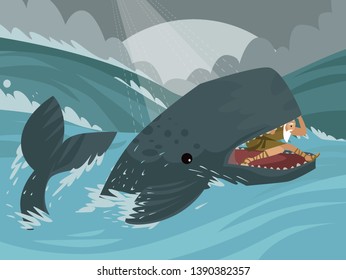 jonah jonas old testament bible tale inside the cachalot whale big fish in the sea