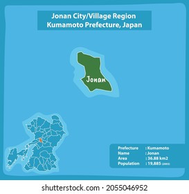 Jonan City Village Region Kumamoto Prefecture Map, Japan