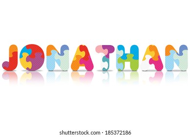 JONATHAN written with alphabet puzzle - vector illustration