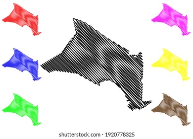 Jones County, North Carolina State (U.S. county, United States of America) map vector illustration, scribble sketch Jones map