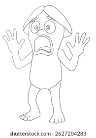 Joni's character with a surprised expression, sketch